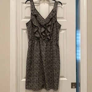 Mossimo Women's Black Gray Ruffle V-Neck Midi Dress Size Large Sleeveless